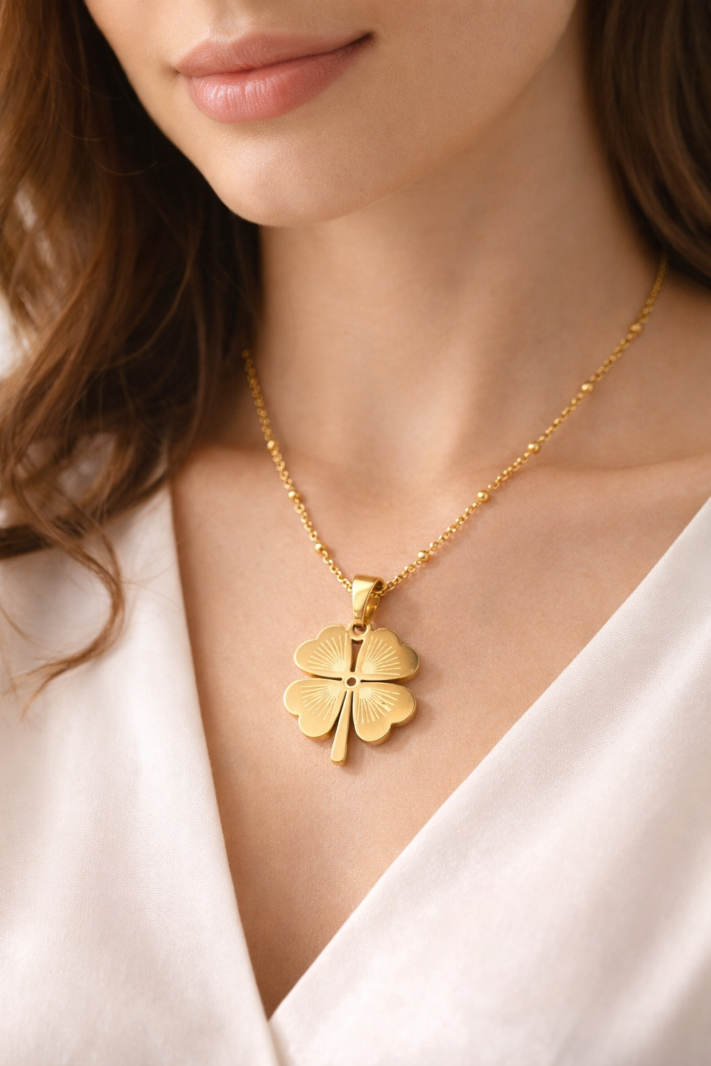 Golden Clover Luck Pendant Necklace - Image 4