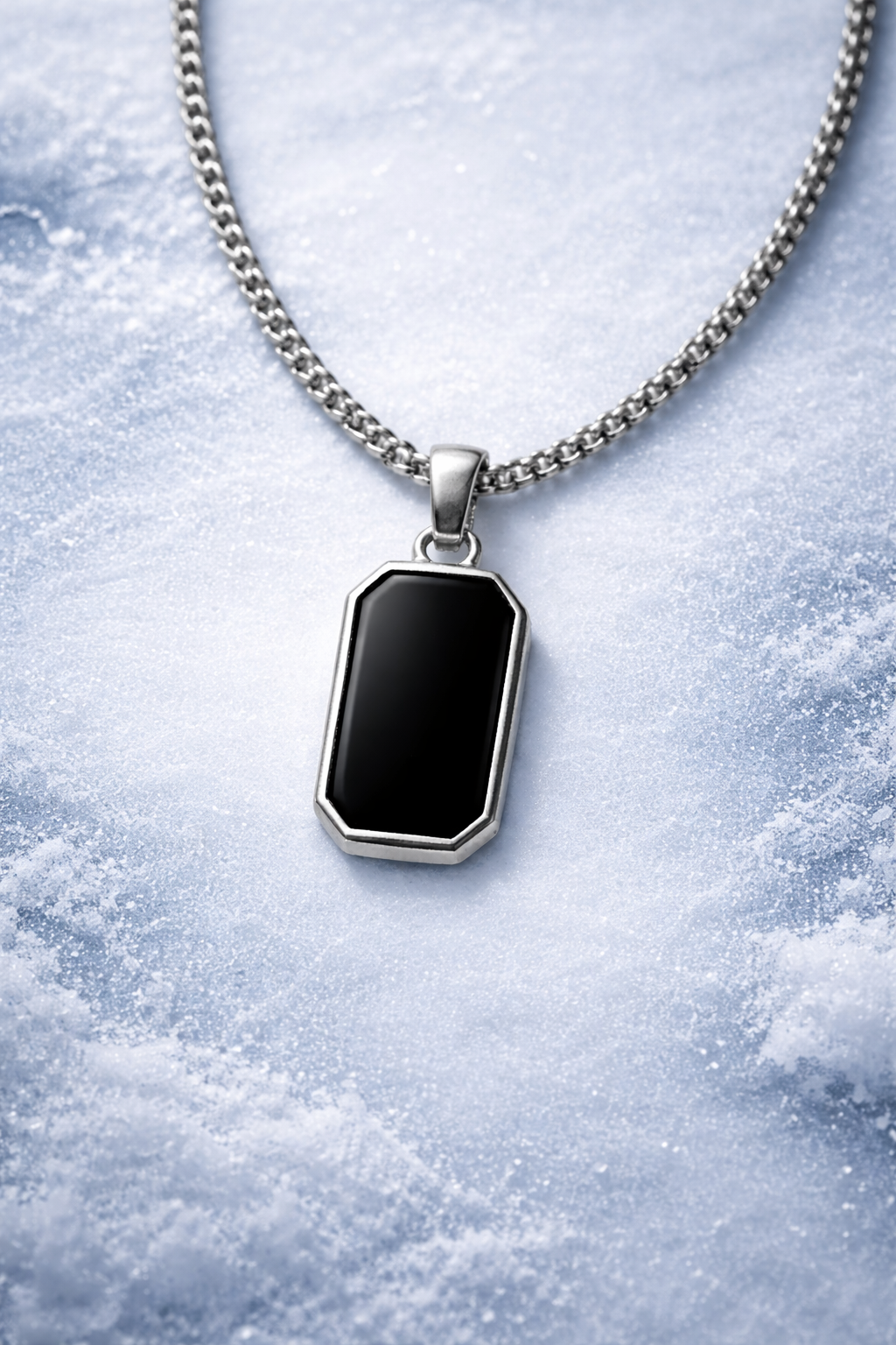 Obsidian Block Pendant Necklace - Image 2