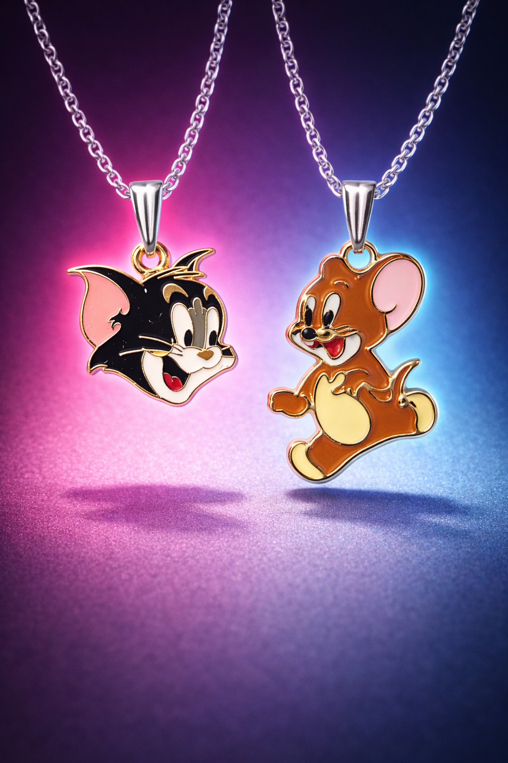 Tom & Jerry Cartoon Pendant Necklace Set - Image 2