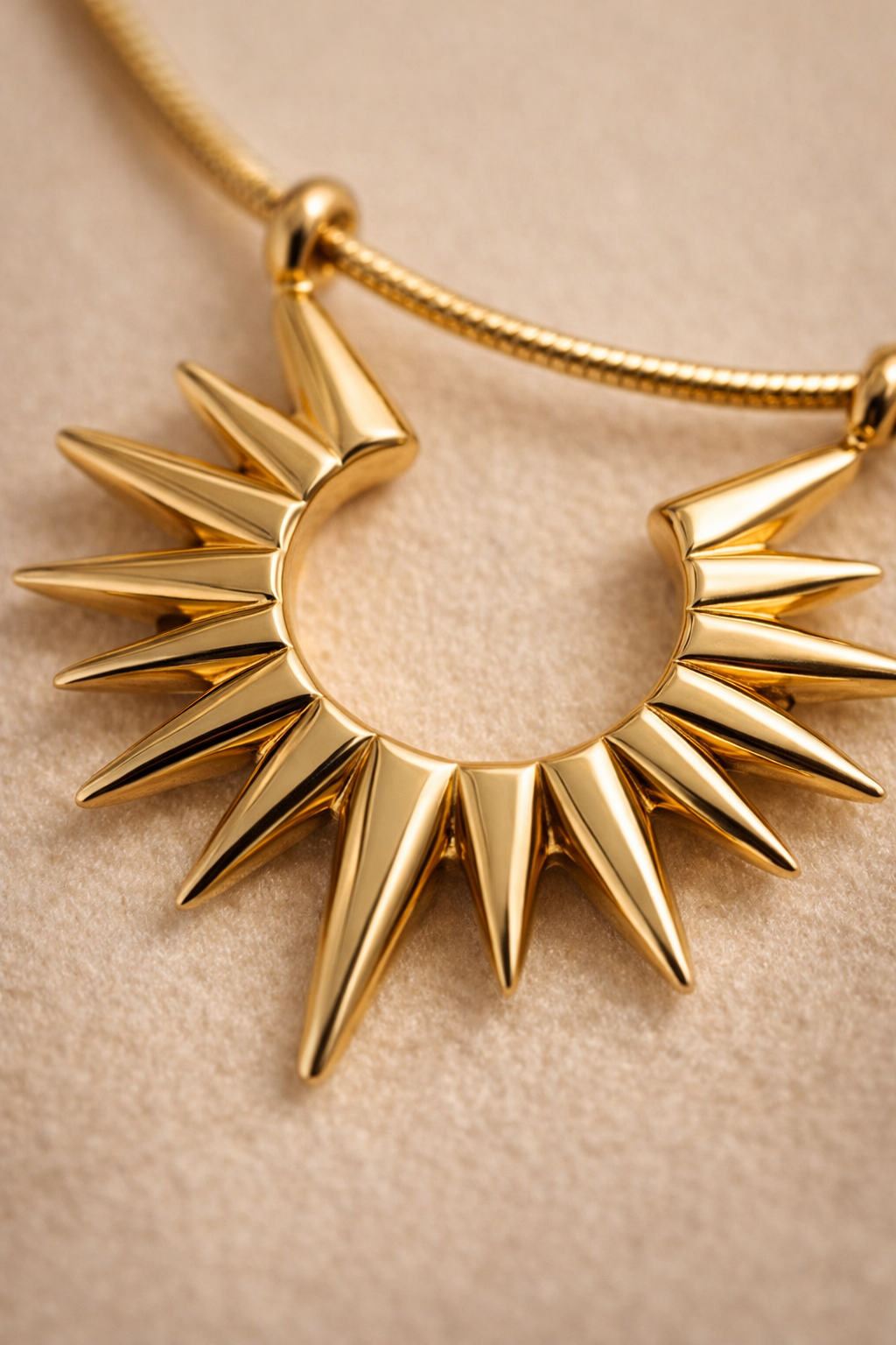 Gold Sunburst Spike Statement Pendant Necklace - Image 3