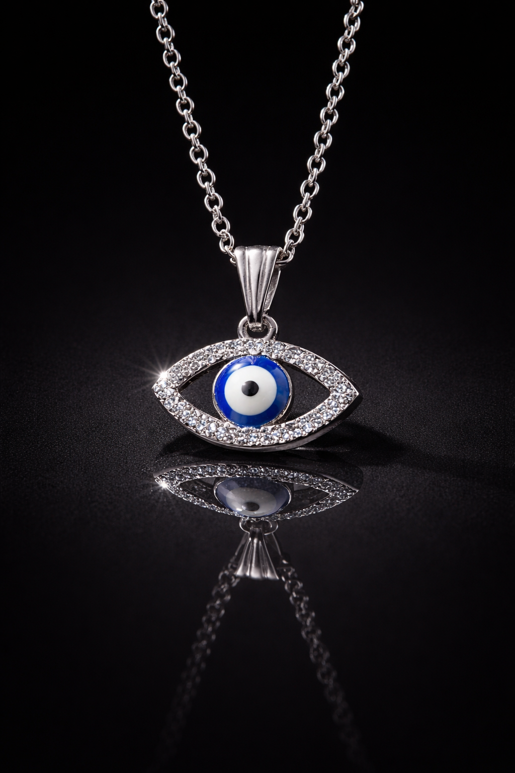 Crystal Aura Evil Eye Pendant Necklace - Image 3
