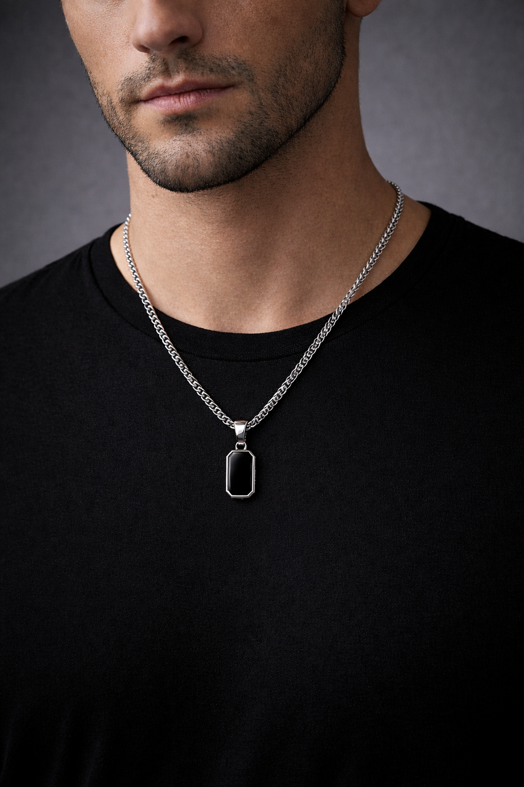 Obsidian Block Pendant Necklace - Image 3