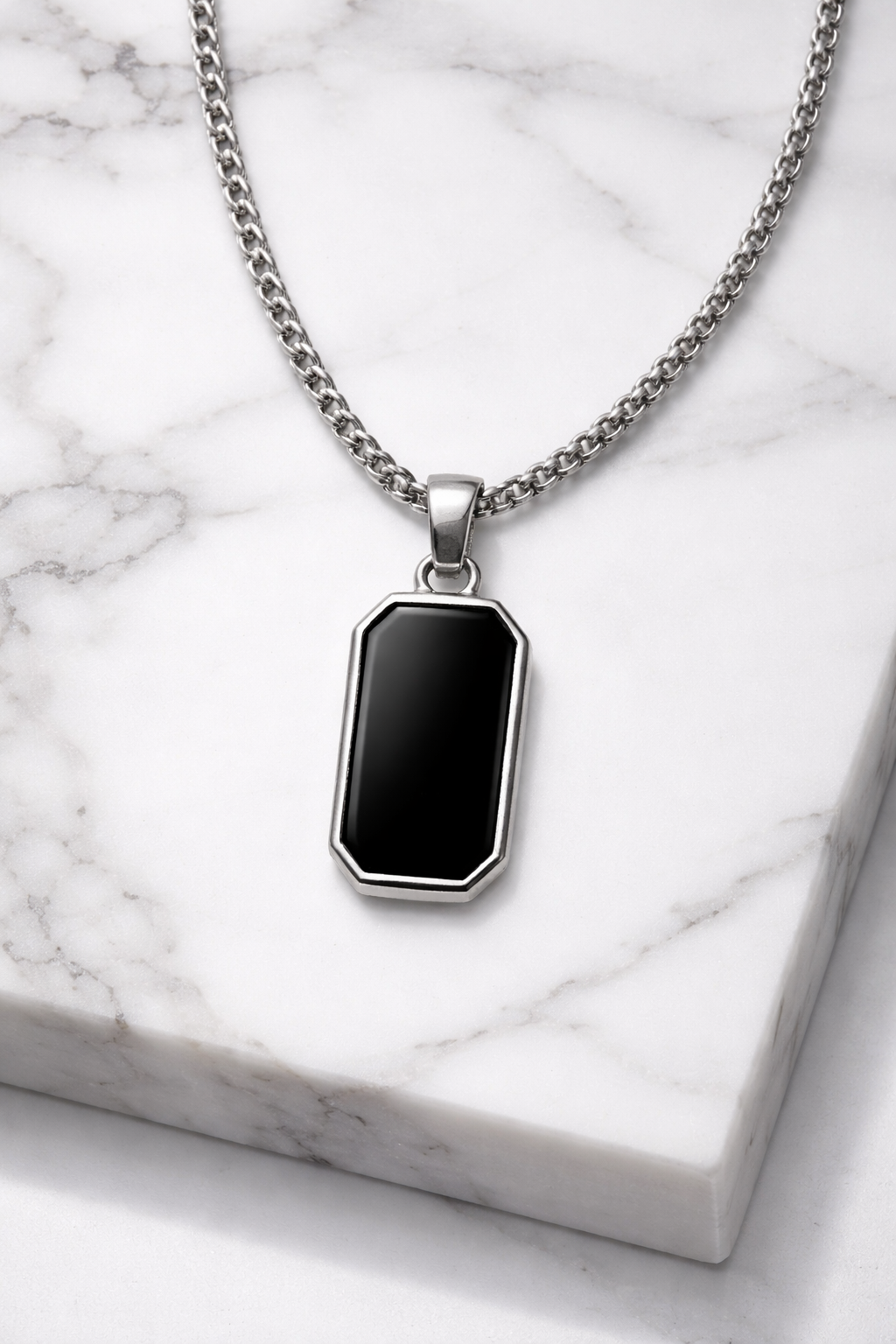 Obsidian Block Pendant Necklace - Image 5