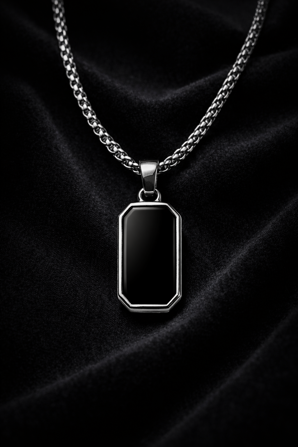 Obsidian Block Pendant Necklace - Image 4