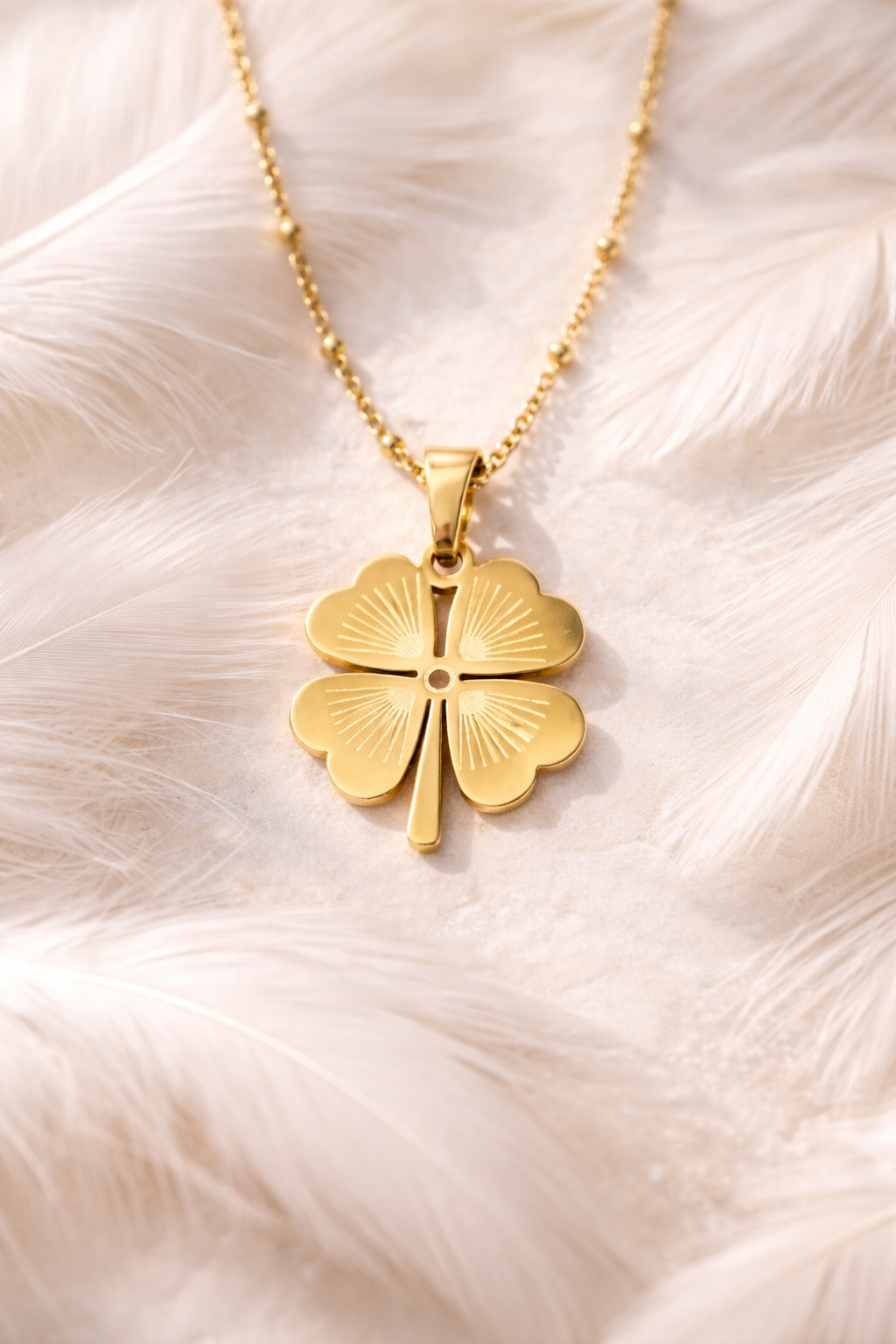 Golden Clover Luck Pendant Necklace - Image 3