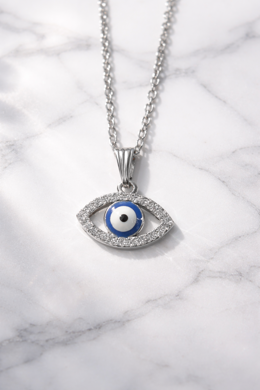 Crystal Aura Evil Eye Pendant Necklace - Image 4