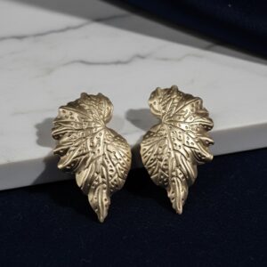 gold-leaf-statement-stud-earrings-textured-nature-inspired-earrings-for-women