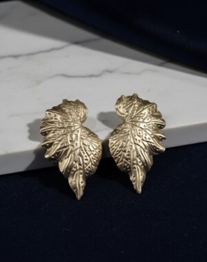 gold-leaf-statement-stud-earrings-textured-nature-inspired-earrings-for-women
