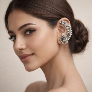 elegant-floral-oxidised-silver-ear-cuff-premium-statement-jewellery