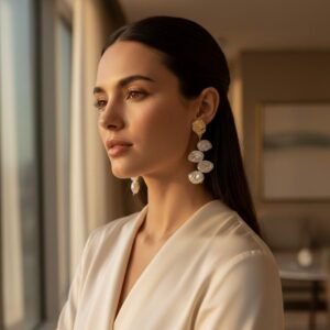 gold-textured-stud-earrings-with-cascading-irregular-pearl-drops