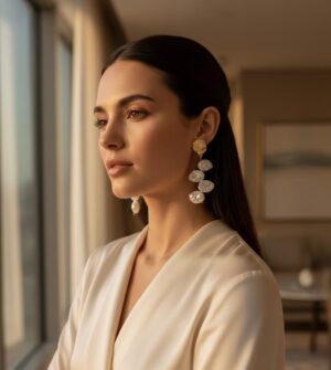 gold-textured-stud-earrings-with-cascading-irregular-pearl-drops