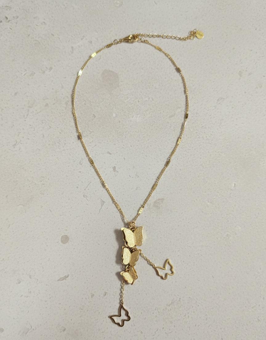 Gold Butterfly Charm Layered Necklace | Elegant Butterfly Pendant Necklace for Women - Image 4