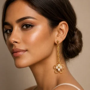 gold-floral-chain-drop-earrings-with-pearl-detail