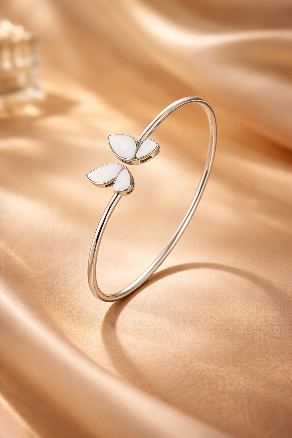 92.5 Sterling Silver White Enamel Butterfly Bracelet - Image 2