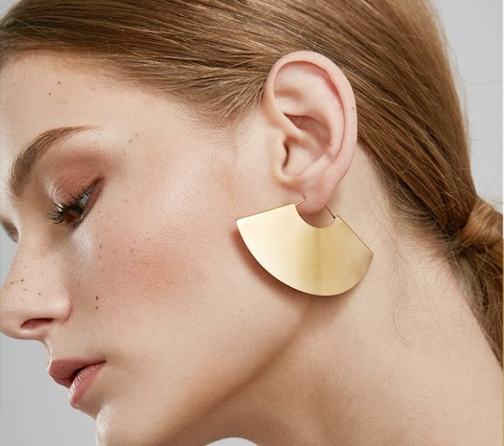 Sector Statement Earrings for Women – Modern Geometric Gold & Silver Earrings - Image 2