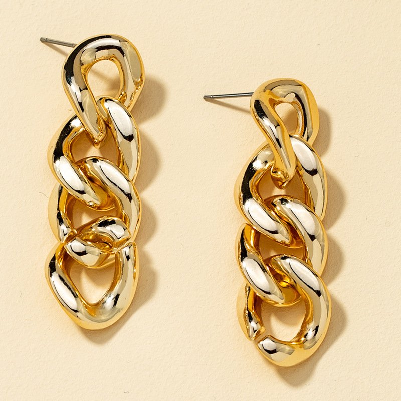Chunky Chain Link Drop Earrings for Women – Gold & Silver Statement Earrings - Image 3