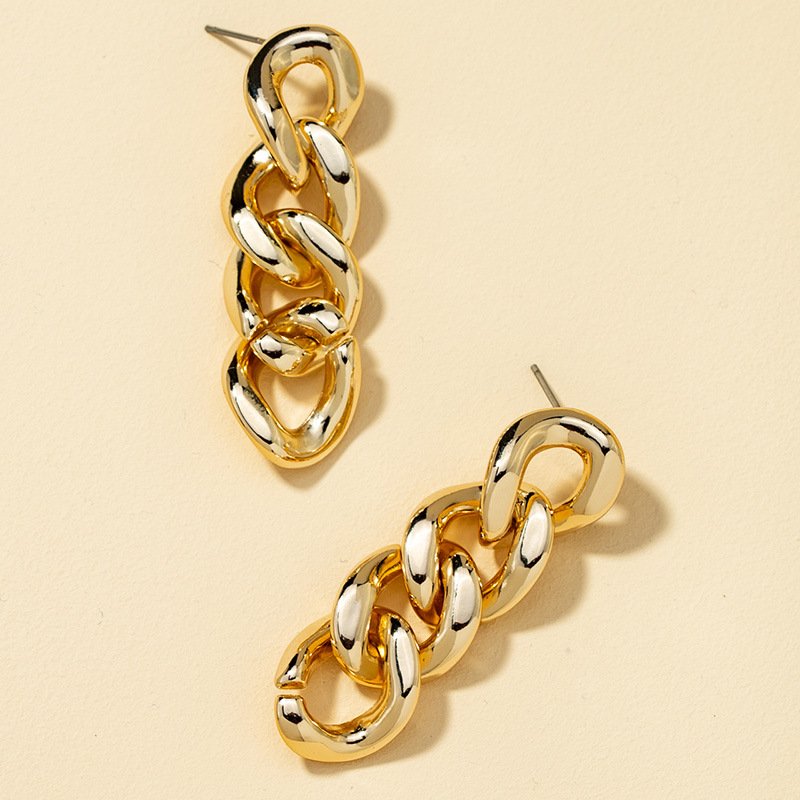 Chunky Chain Link Drop Earrings for Women – Gold & Silver Statement Earrings