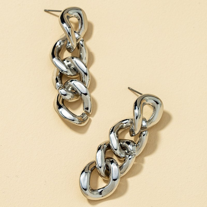 Chunky Chain Link Drop Earrings for Women – Gold & Silver Statement Earrings - Image 4