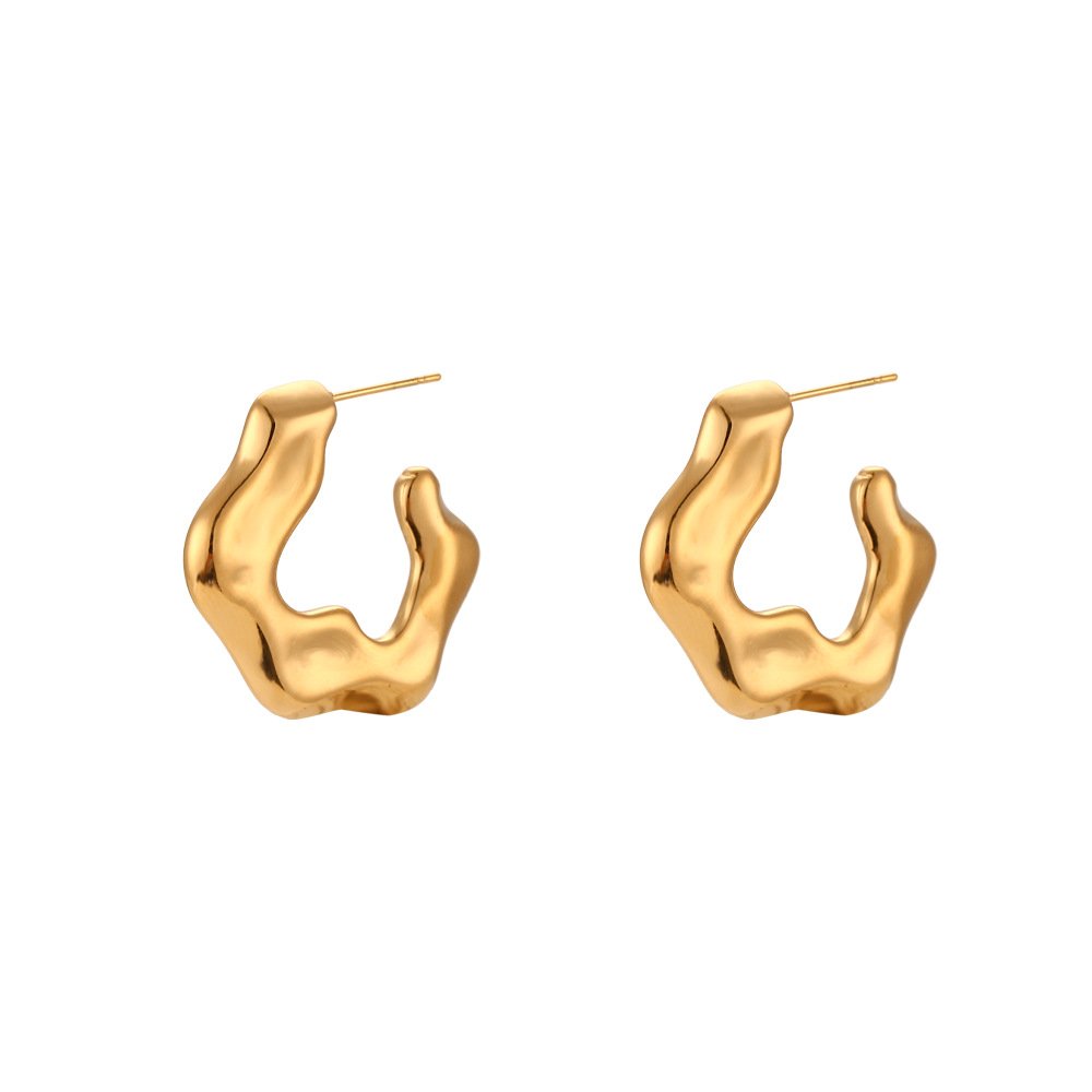 Gold Abstract Flower Hoop Earrings for Women – Modern Statement Fashion Jewelry - Image 5