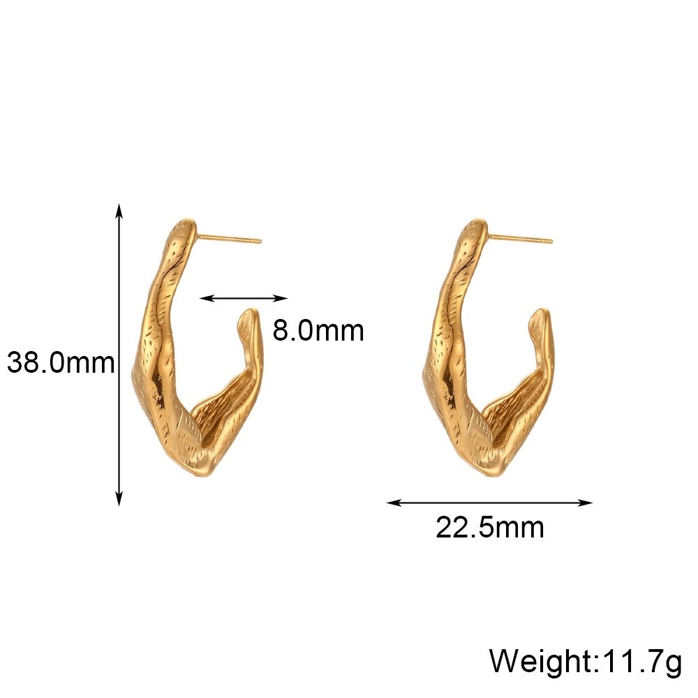 Gold Vintage Irregular Hoop Earrings for Women – Distressed Statement Fashion Jewelry - Image 2