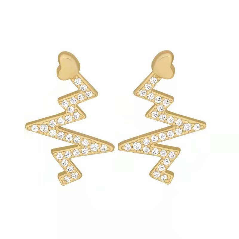 ECG Zigzag Wind Earrings for Women – 925 Silver Needle Statement Stud Earrings - Image 5