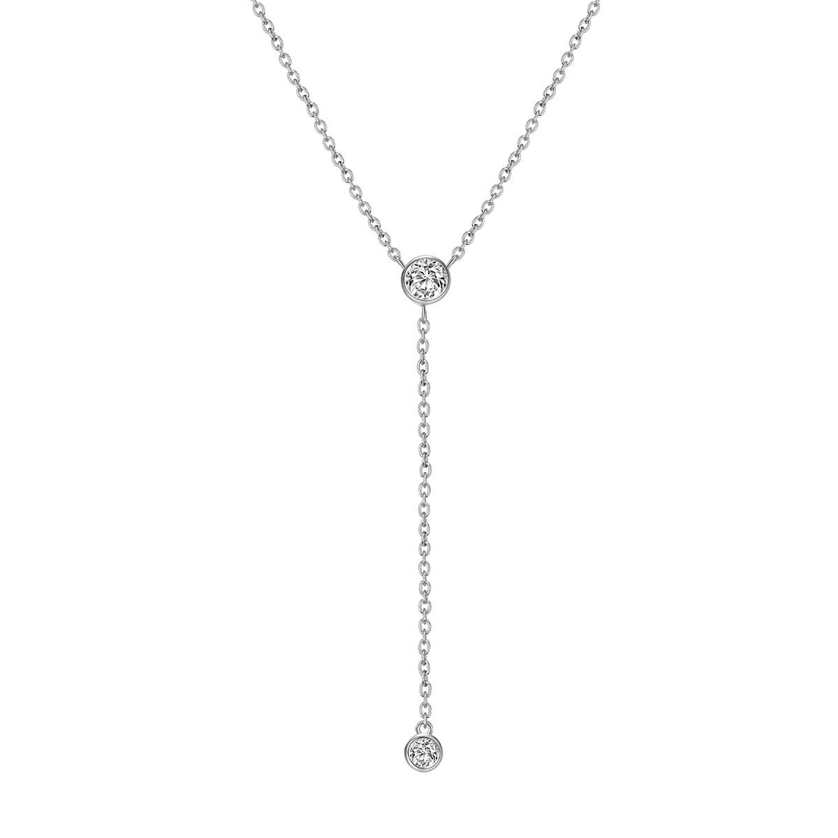 Elegant 14K gold-plated Y-shaped tassel necklace featuring sparkling rhinestone detailing and a delicate cross-chain design. - Image 5