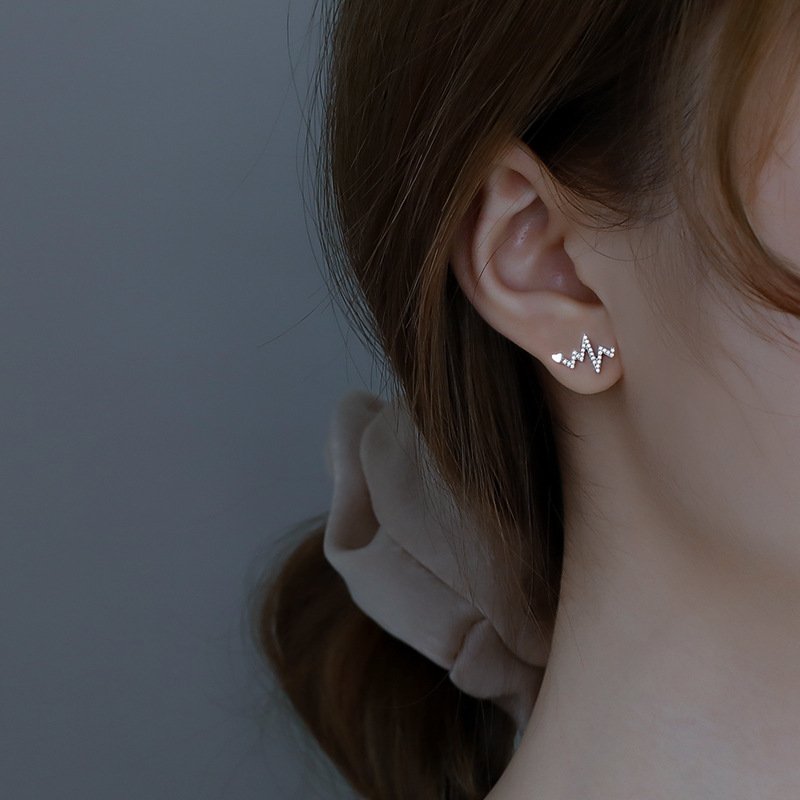 ECG Zigzag Wind Earrings for Women – 925 Silver Needle Statement Stud Earrings - Image 6