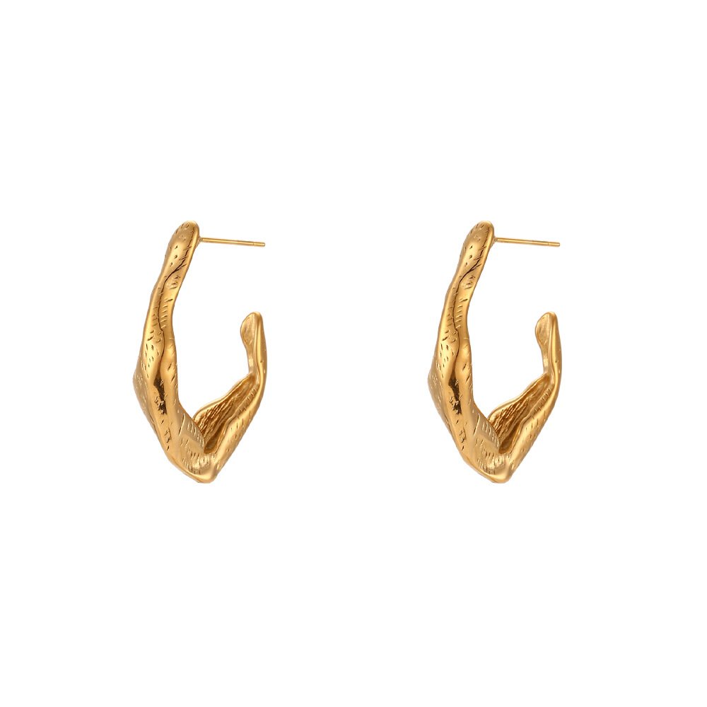Gold Vintage Irregular Hoop Earrings for Women – Distressed Statement Fashion Jewelry - Image 5