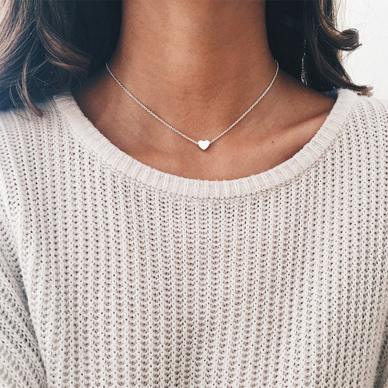 Delicate Heart Pendant Clavicle Chain Necklace for Women